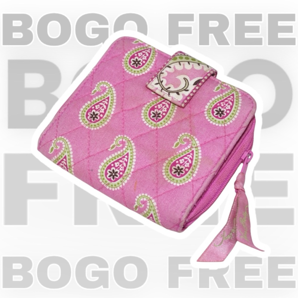 Vera Bradley BOGO FREE SALE Small Snap Wallet in Retired Bermuda Pink Pattern